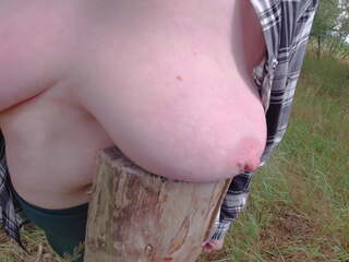 Titslapping on a Tree Stump, Free Brutal dirty movie HD xxx clip 1c