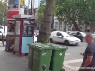 Dirty clip slave is abased in public before hardcore sex